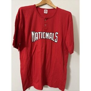Vintage Washington Nationals Henley T-Shirt XL Red MLB Expansion‎ Era Bomark